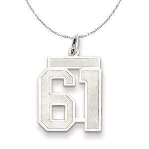 Sterling Silver, Jersey Collection, Medium Number 61 Necklace - 24 In